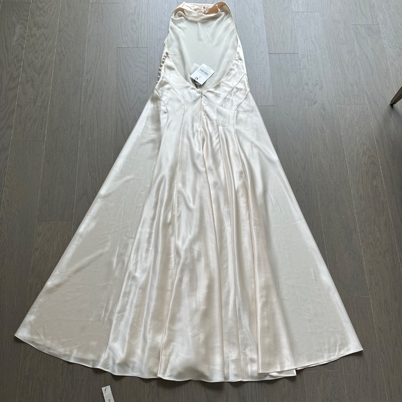 Reformation ROY Satin Wedding Dress Halter Gown - Fior Di Latte - with tags - 4 - Picture 3 of 14